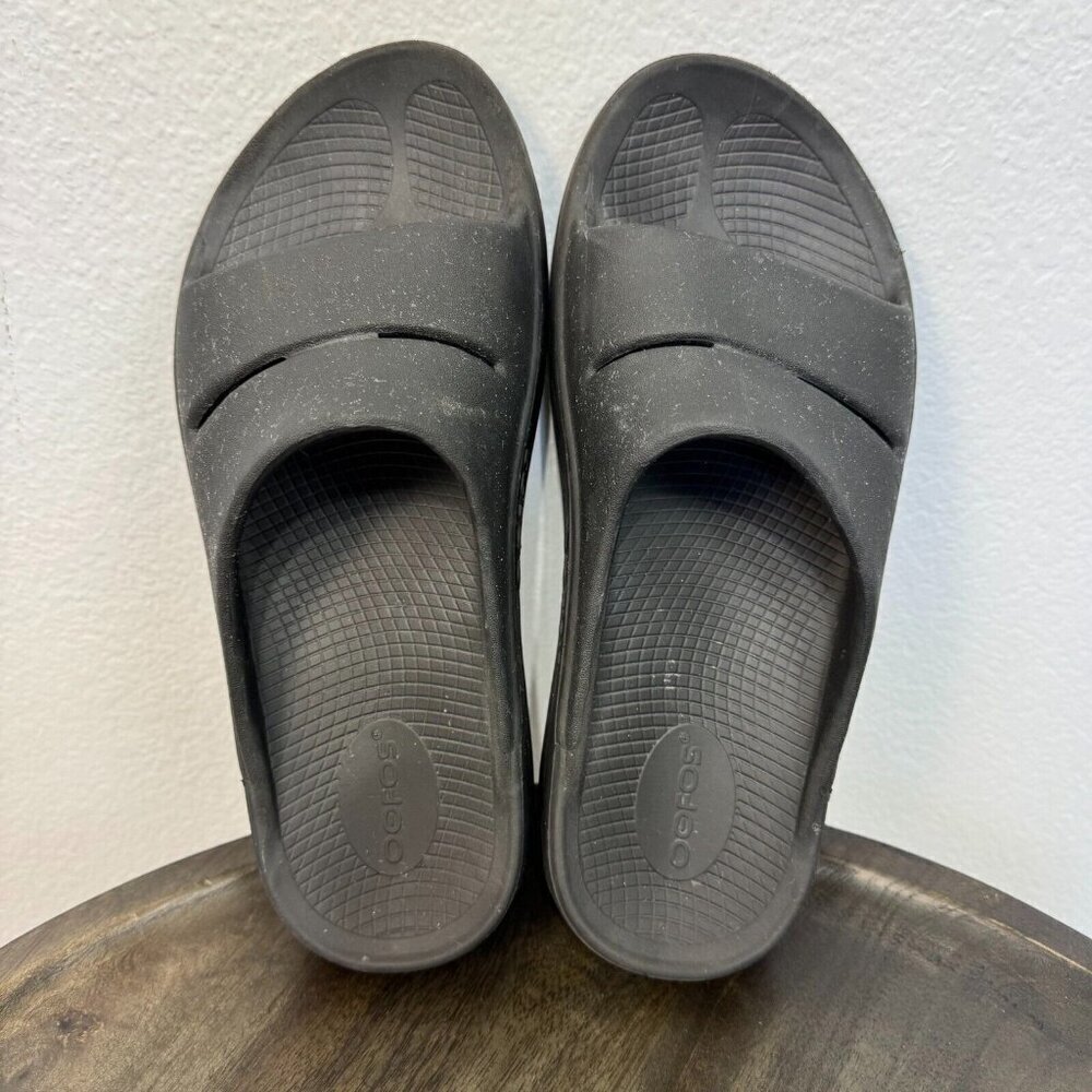 Oofos Ooahh Unisex Black Slide Comfort Sport Recovery Slip On Sandals M7/W9